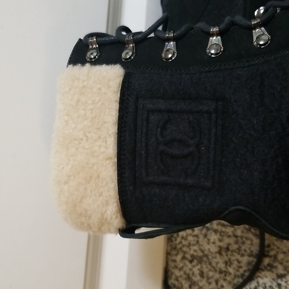 Chanel Winter Lace Up Combat  Boots - Picture 4 of 17